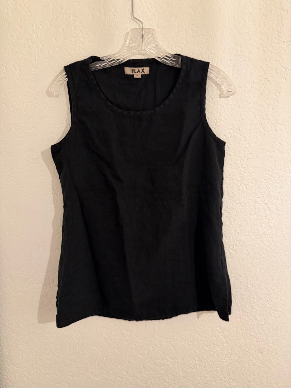 Flax Black Linen Scoop Neck Tank
